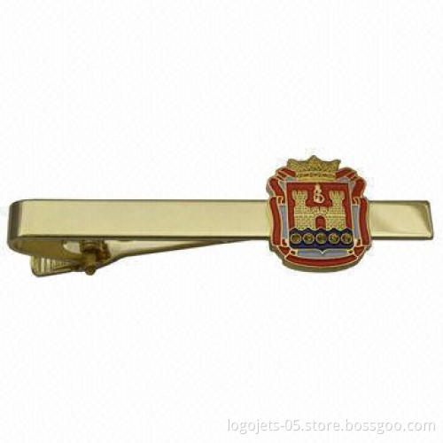 Tie Bar/Clip, Made of Brass, with Soft Enamel, Customized Logos are Welcome